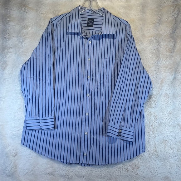 Brooks Brothers Mens 19 34/35 Supima Cotton Striped Button Down Dress Shirt Blue - Picture 3 of 4